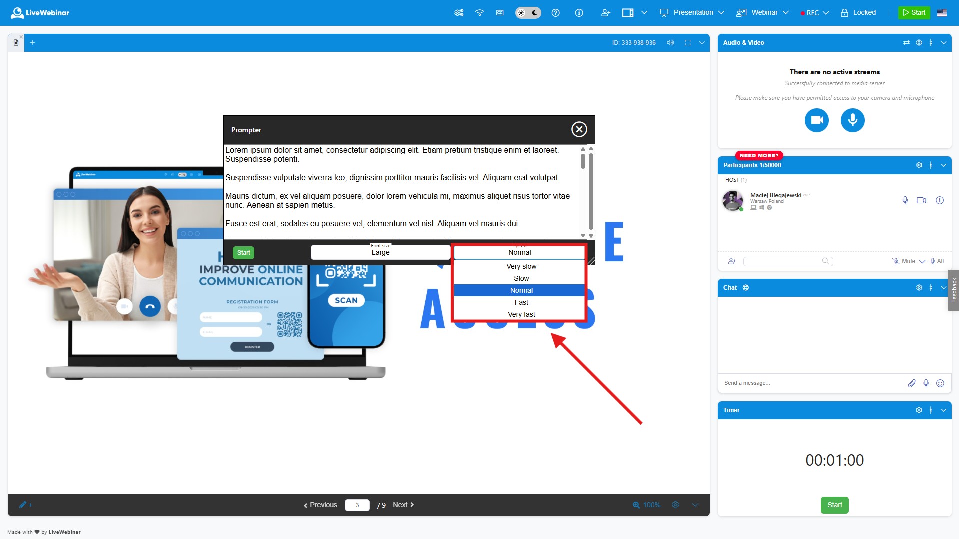 How to use the Prompter feature in LiveWebinar